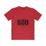 men red tshirt no worries god got me