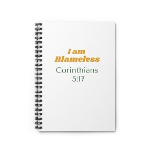 Bible Scripture Spiral Notebook - Ruled Line, I am blameless journal,