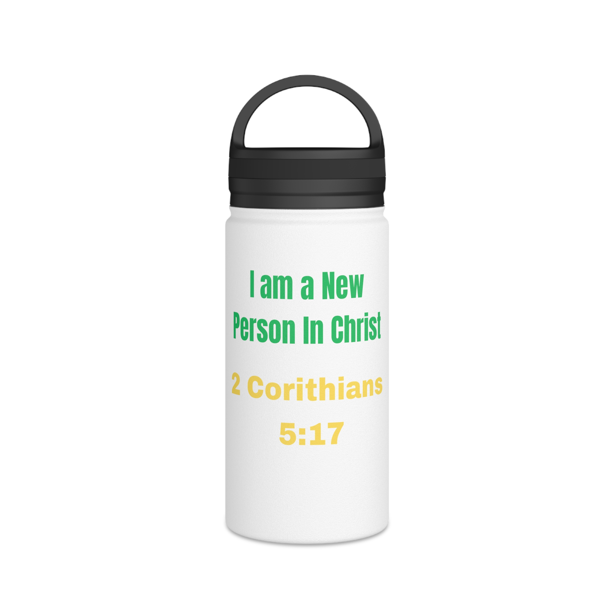 I am a new person Christian water Bottle with handle Lid, Motivational gifts, positive bible affirmation,