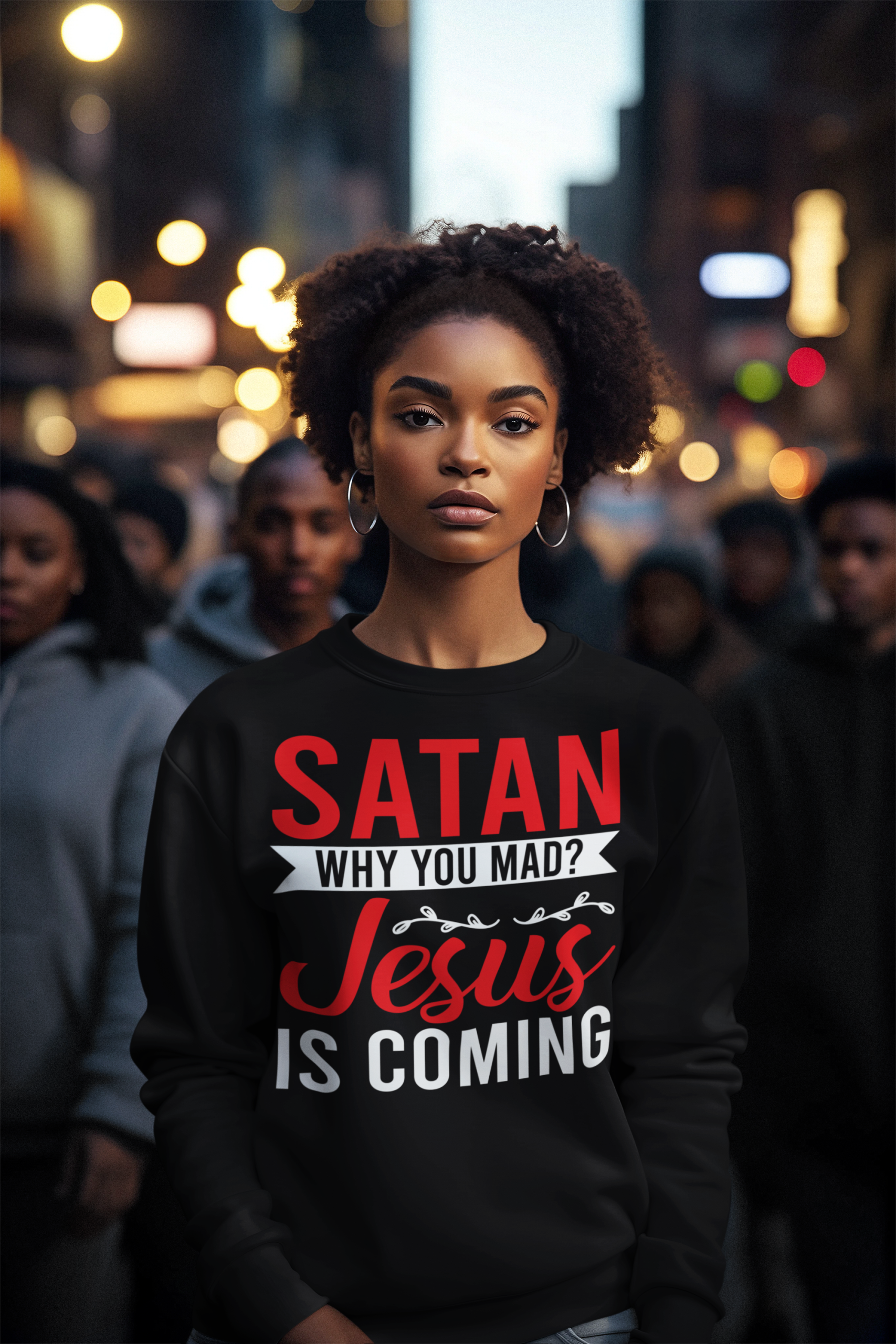Satan why are you mad Jesus is coming funny Christian Crewneck Sweatshirt - Image 4