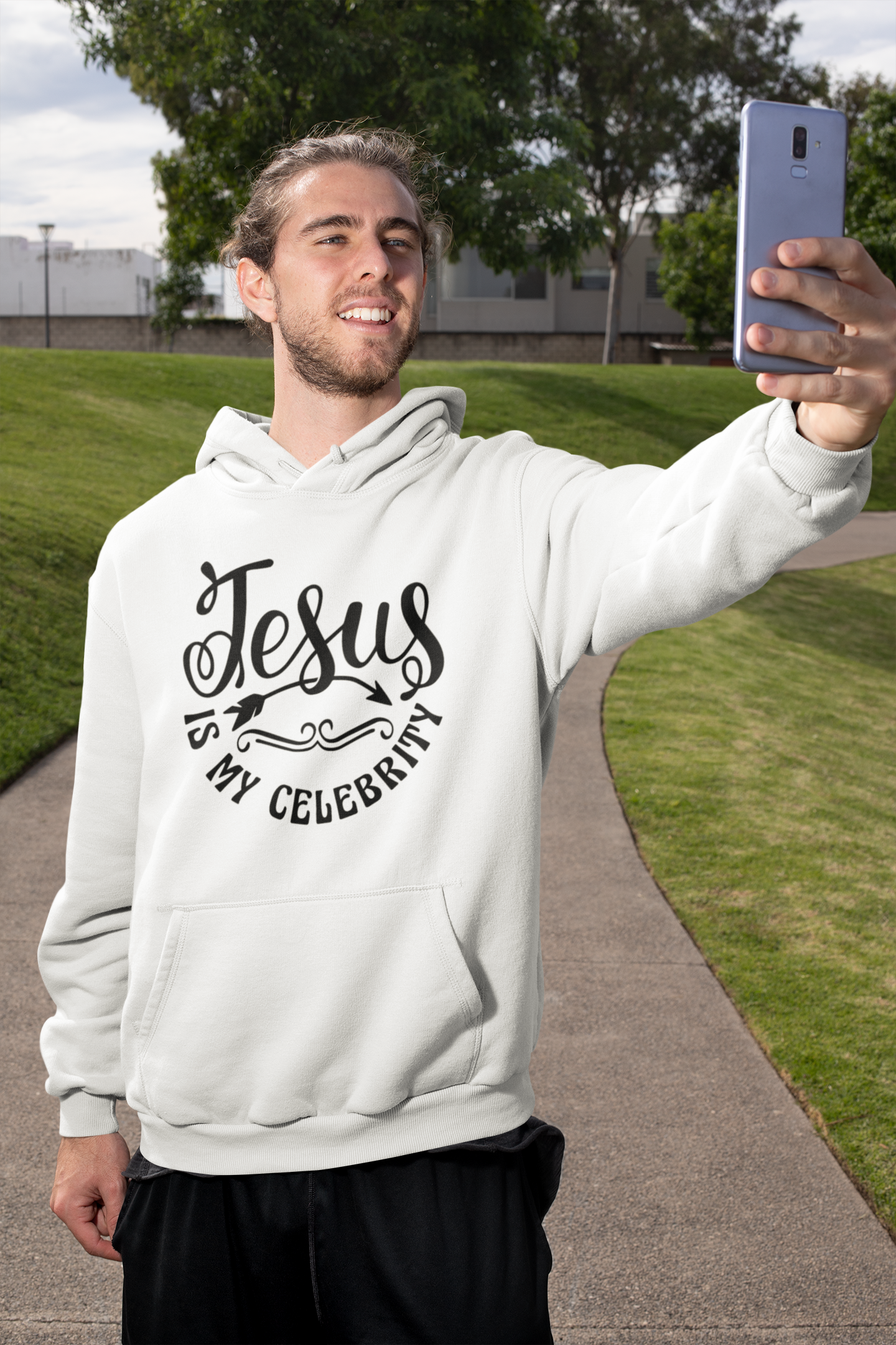Jesus is my celebrity Hoodie for men funny christian clothing religious shirt - Image 3