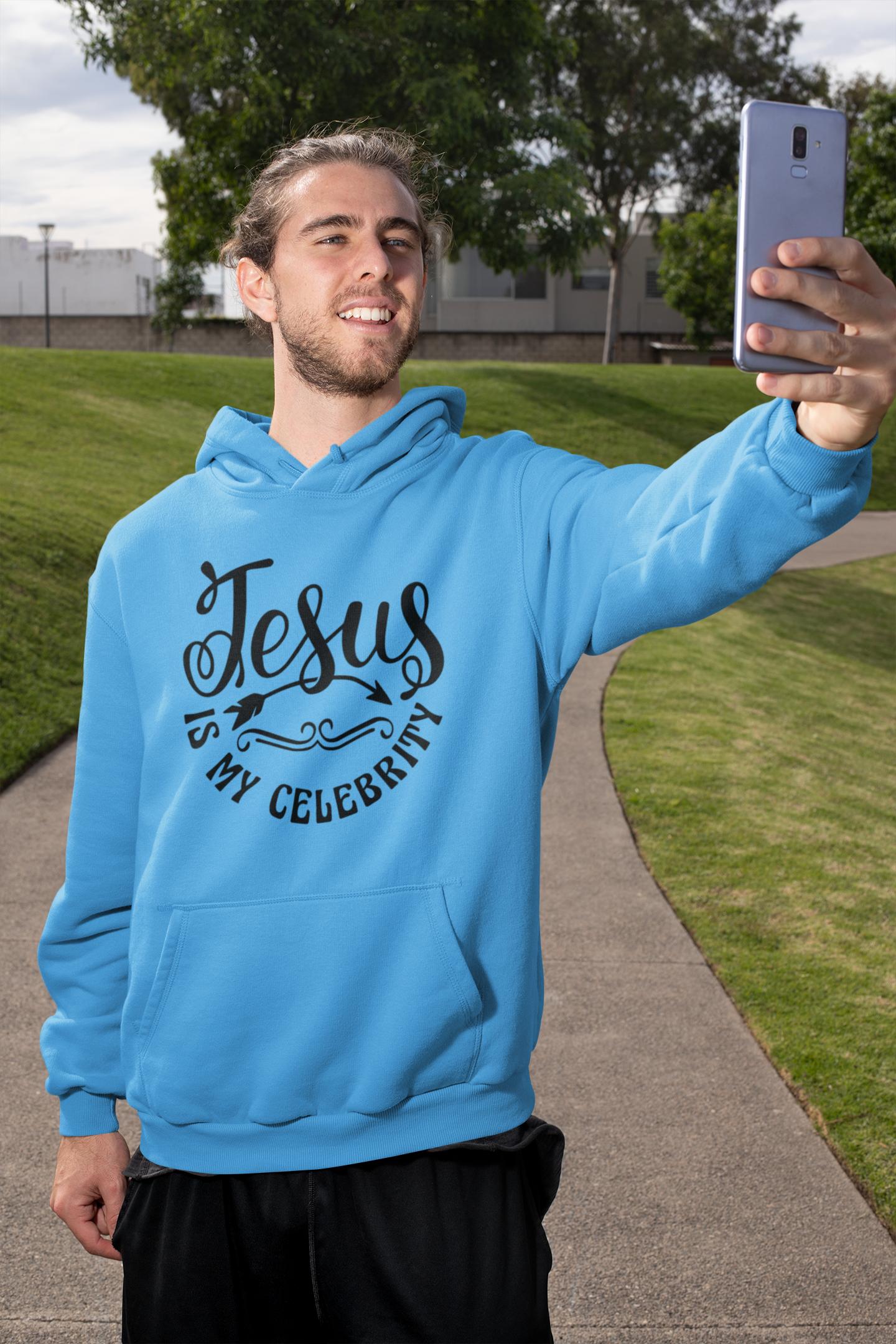 Jesus is my celebrity Hoodie for men funny christian clothing religious shirt