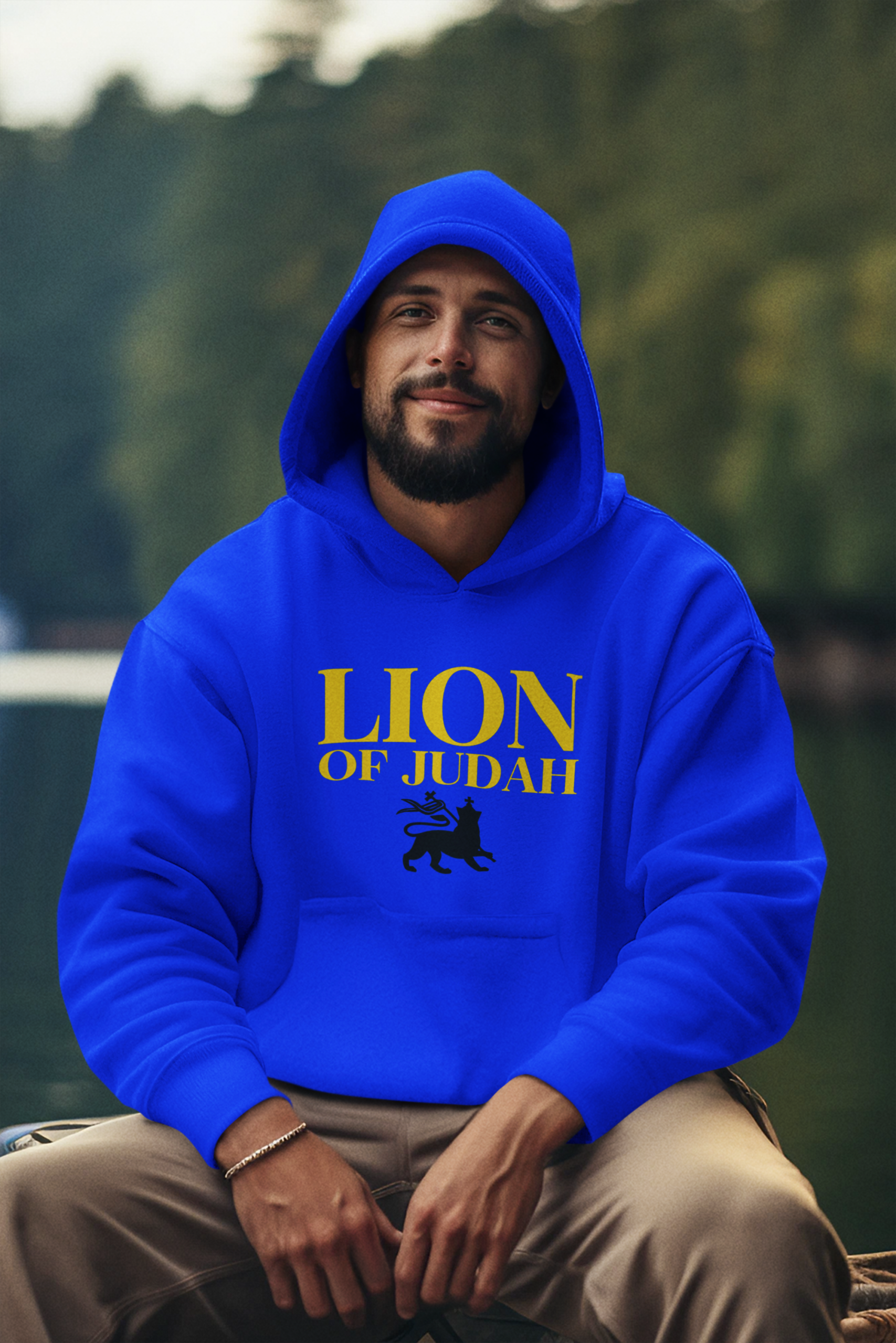 Lion of Judah Men Pull over Three-Panel Fleece Hoodie