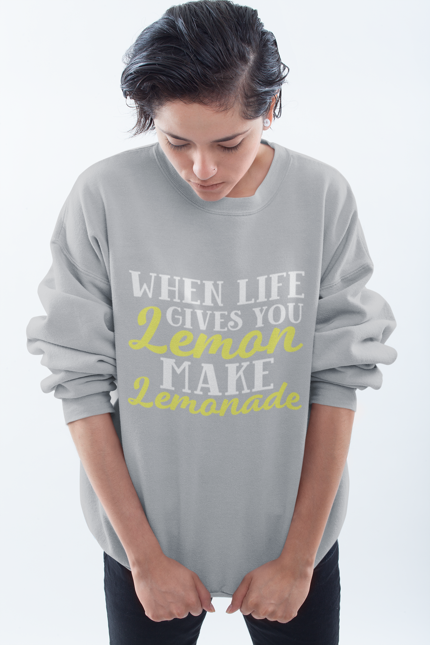 When life give you lemon Inspirational Sweatshirt Women, Funny Motivational t-shirt, Positive quotes, Faith women sweater, - Image 2