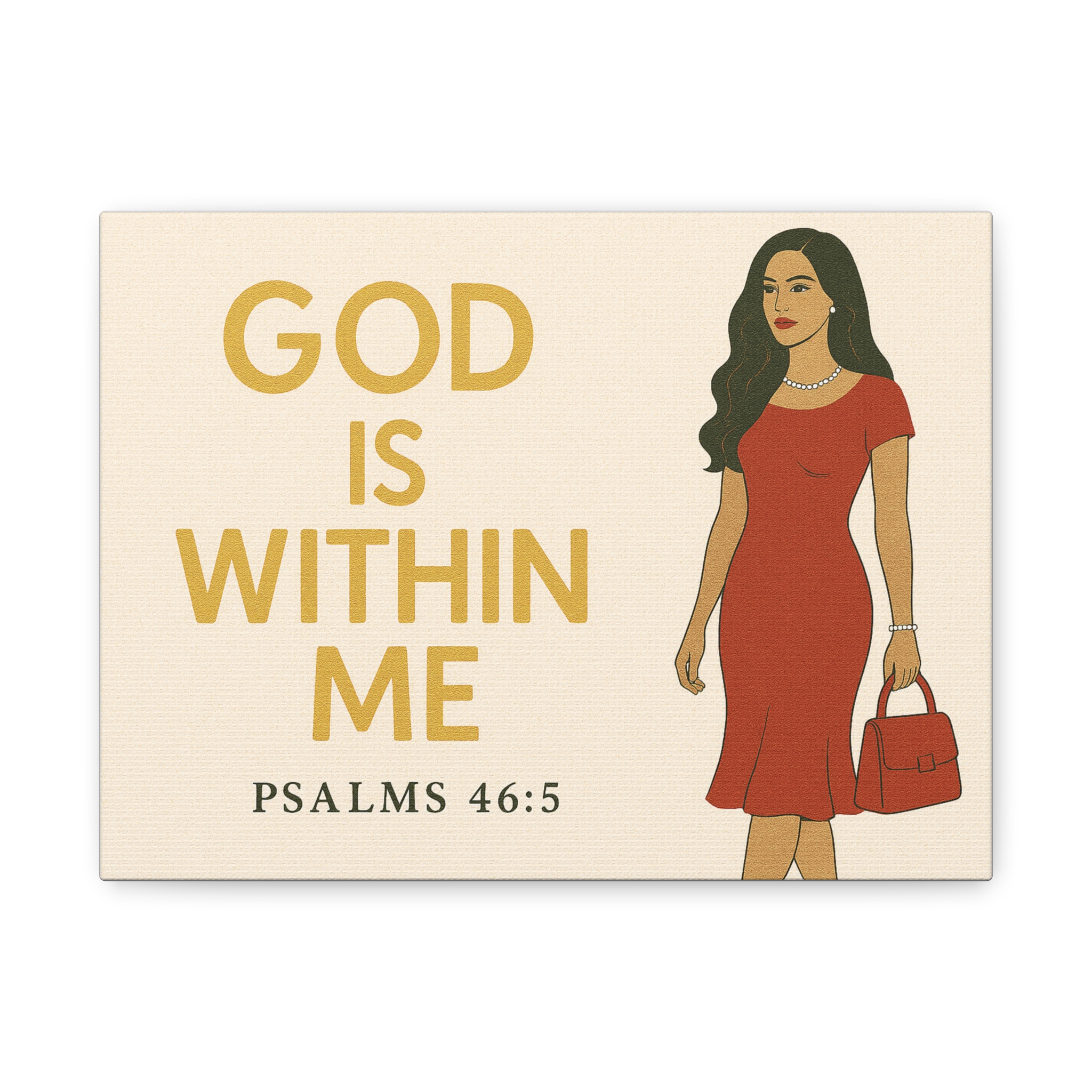 Inspirational Wall Art Canvas - God is Within Me, Motivational Home Decor, Faith-Based Gift, Psalm 46:5 Print, Modern Woman Artwork