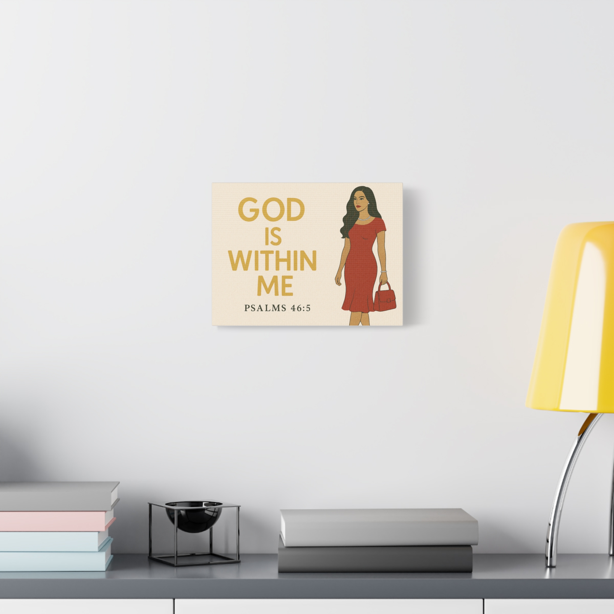 Inspirational Wall Art Canvas - God is Within Me, Motivational Home Decor, Faith-Based Gift, Psalm 46:5 Print, Modern Woman Artwork - Image 3