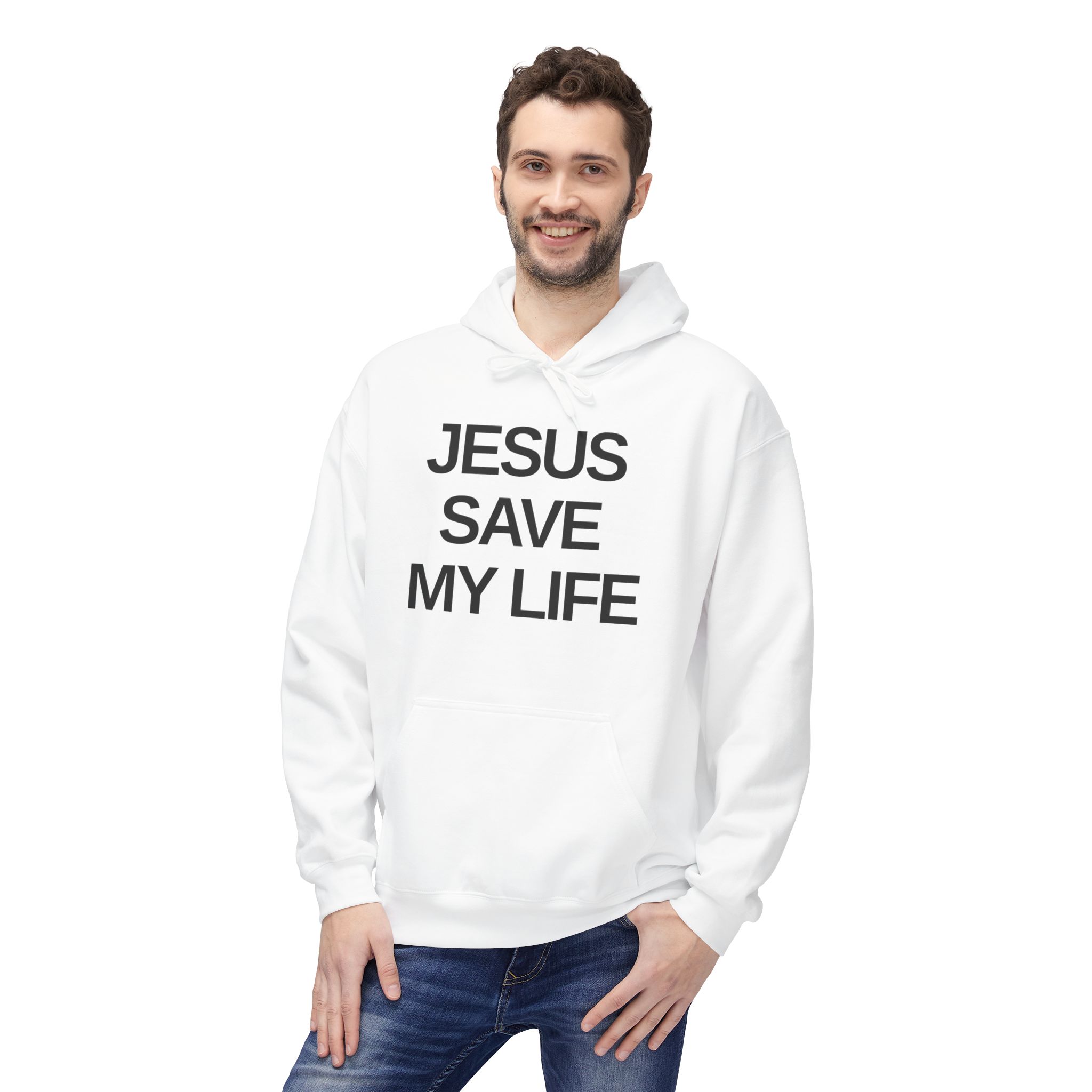 Faith-Based Jesus Save My Life Christian Men Hoodie, Christian Apparel, Inspirational Gift, Casual Wear, Jesus Merchandise - Image 2
