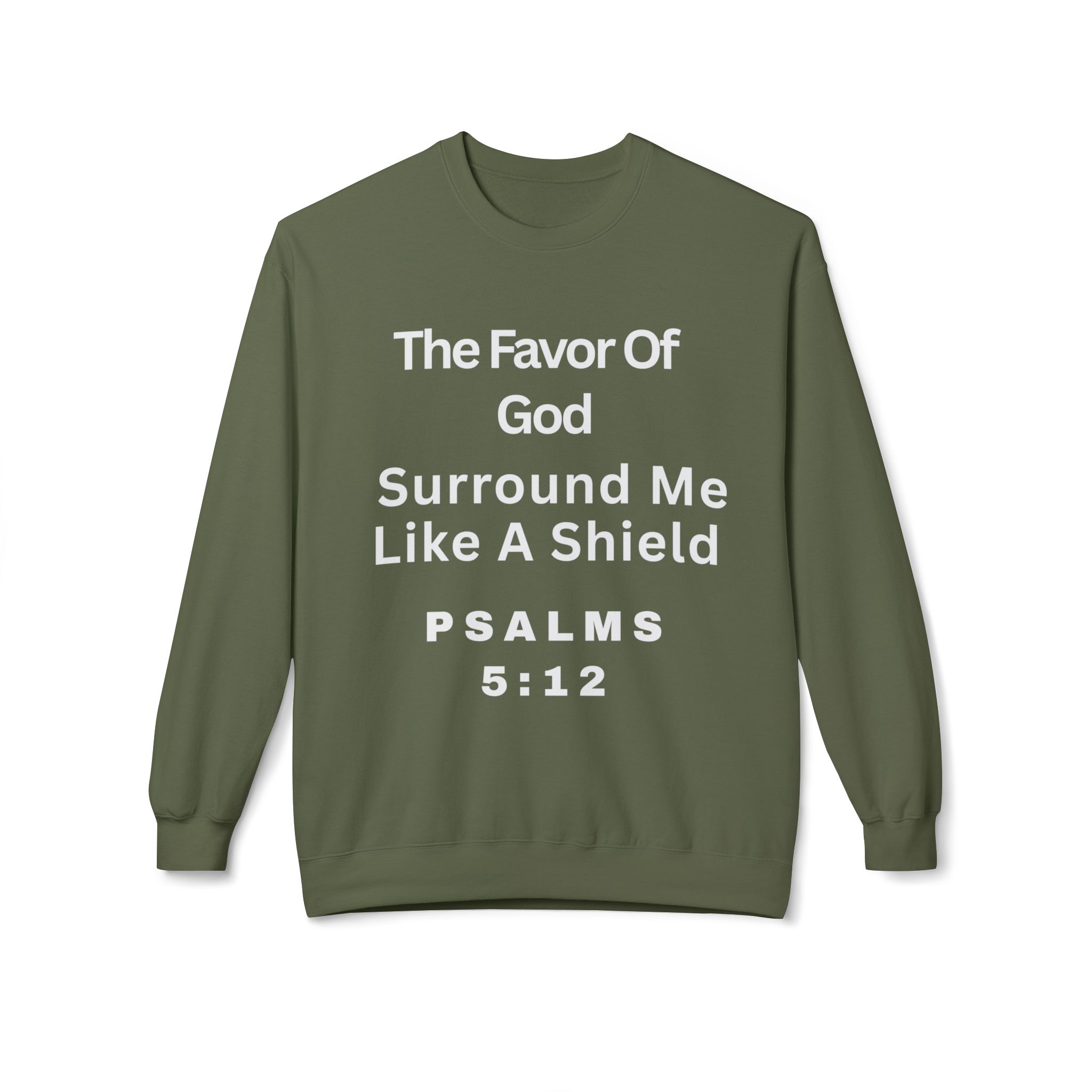 The Favor of God Surrounds Me” women’s sweater Midweight Softstyle Fleece Crewneck Sweatshirt - Image 3