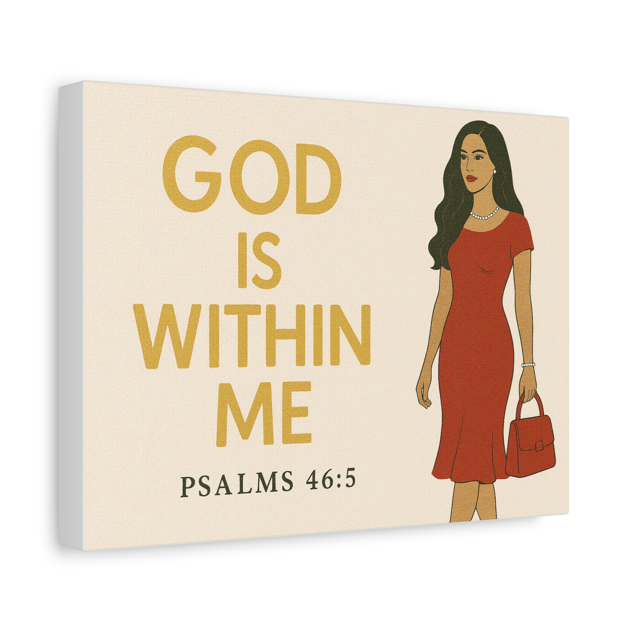 Inspirational Wall Art Canvas - God is Within Me, Motivational Home Decor, Faith-Based Gift, Psalm 46:5 Print, Modern Woman Artwork - Image 2