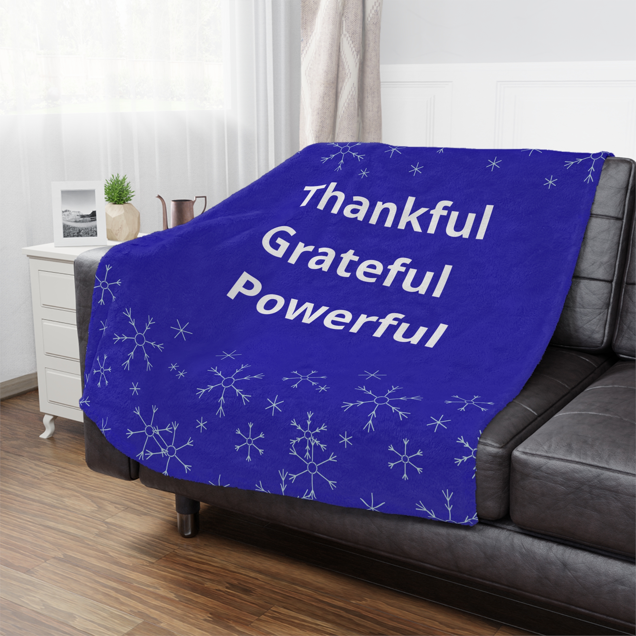 Thankful Grateful Powerful Minky Blanket