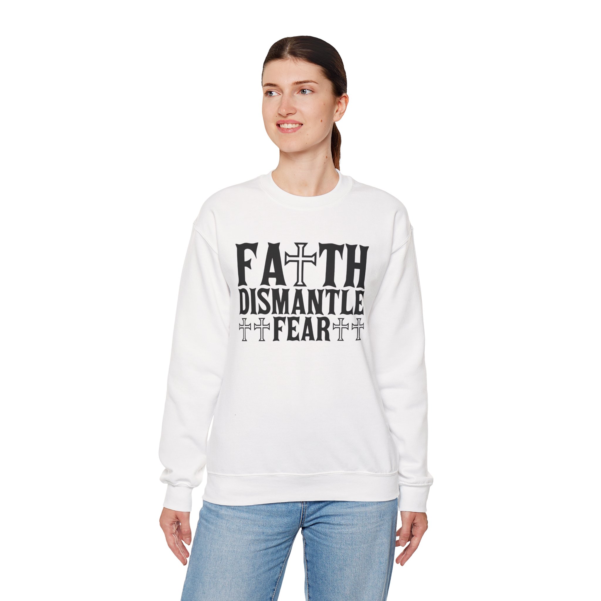 Faith Dismantle Fear Women Crewneck Sweatshirt - Image 4