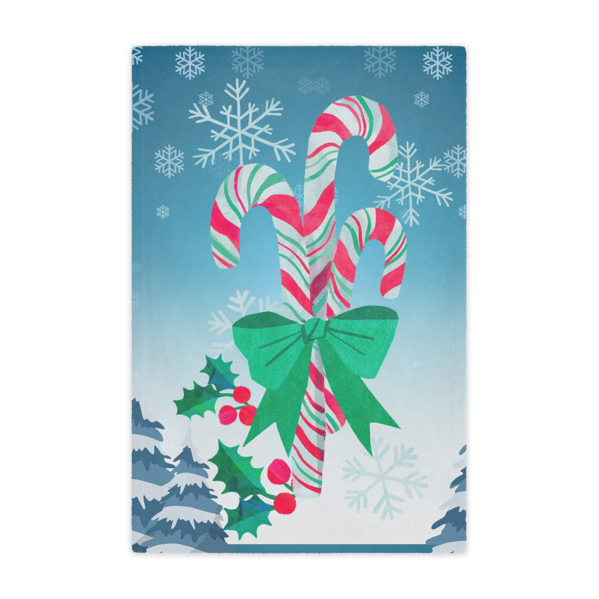 Festive Holiday Minky Blanket with Candy Canes and Snowflakes - Image 8