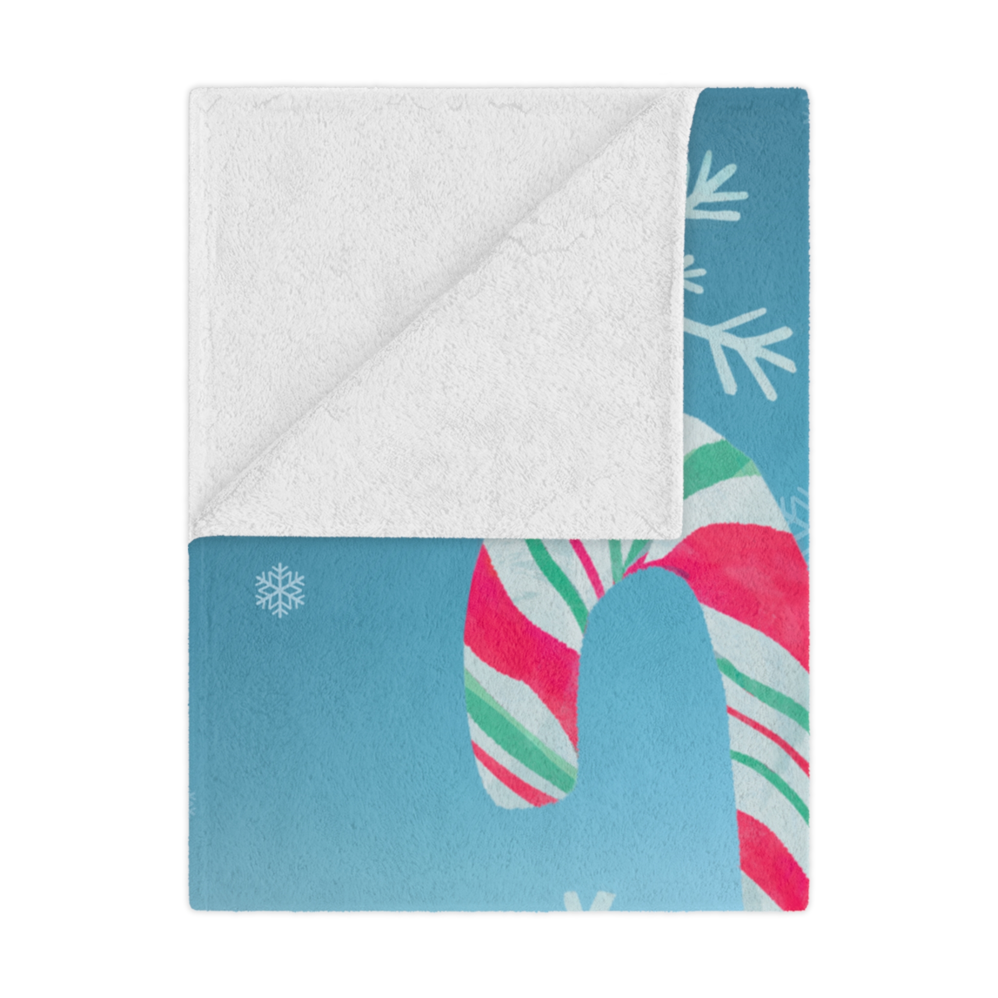 Festive Holiday Minky Blanket with Candy Canes and Snowflakes - Image 7