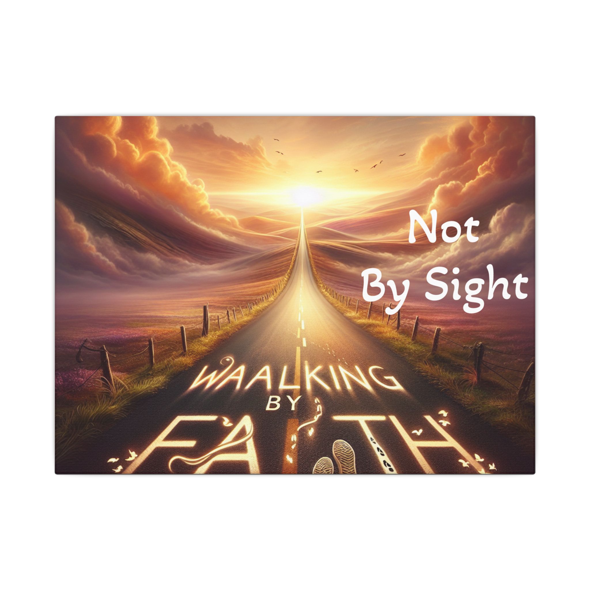 Christian Inspirational Wall Art, Walking By Faith Not By Sight, Motivational Canvas Decor for Home, Faith-Based Artwork, Uplifting Gift for Loved Ones