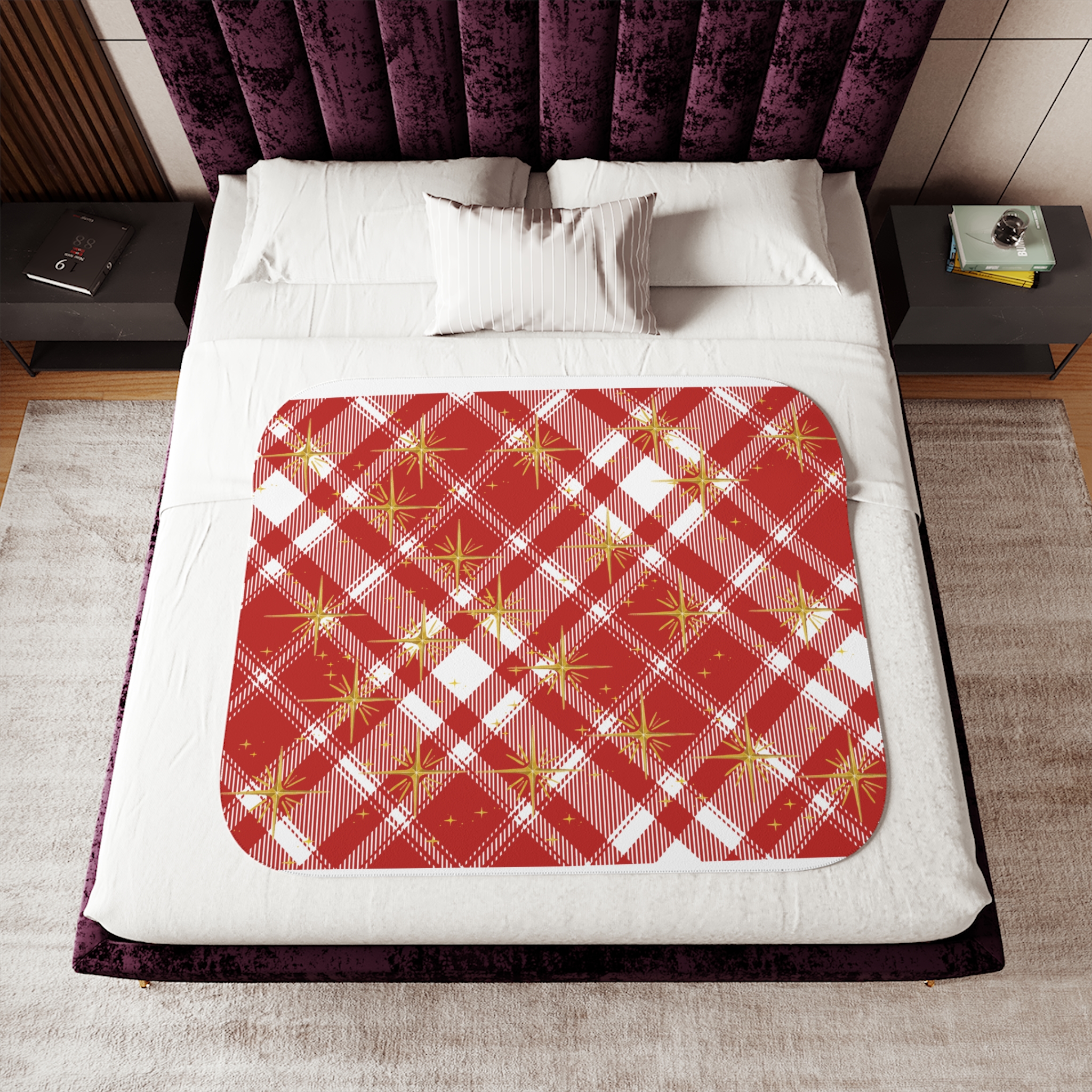 Red and Beige Plaid-Cozy Sherpa Blanket - Image 16