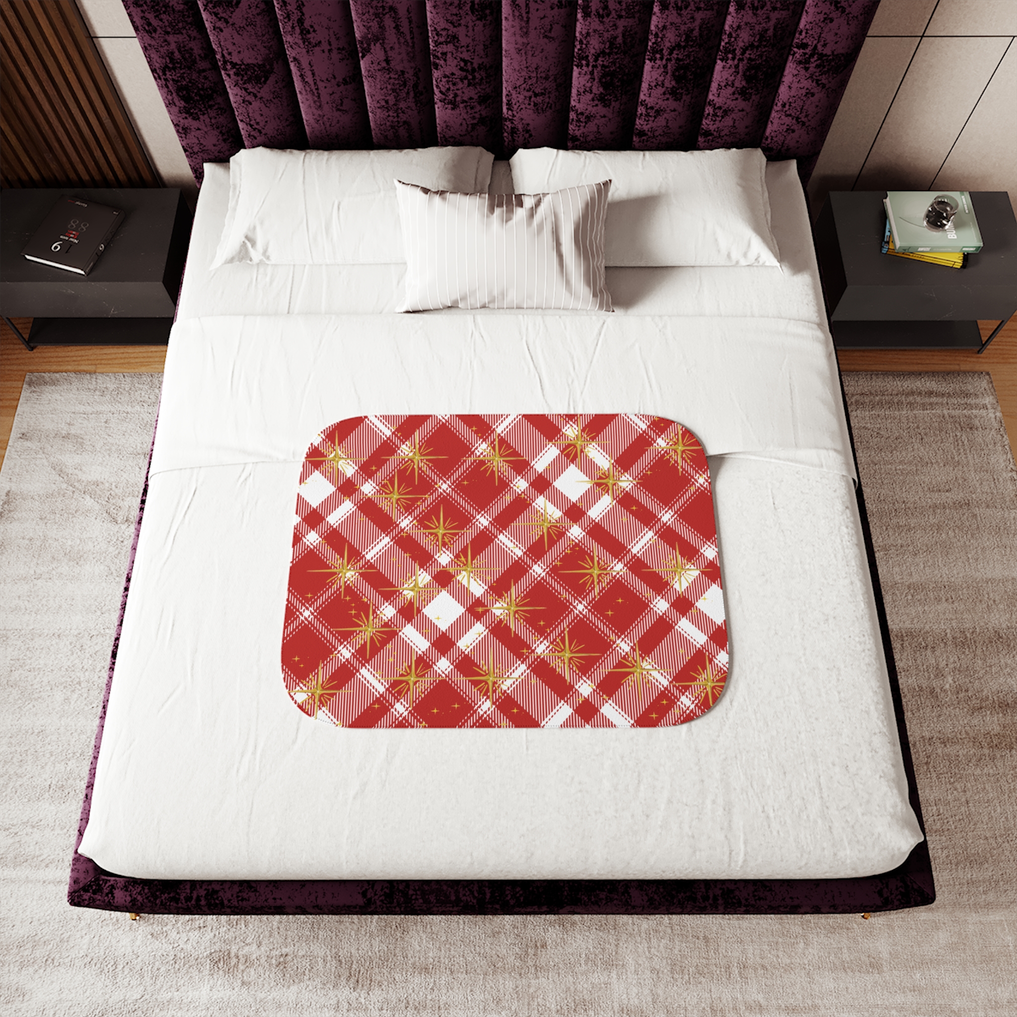 Red and Beige Plaid-Cozy Sherpa Blanket - Image 9