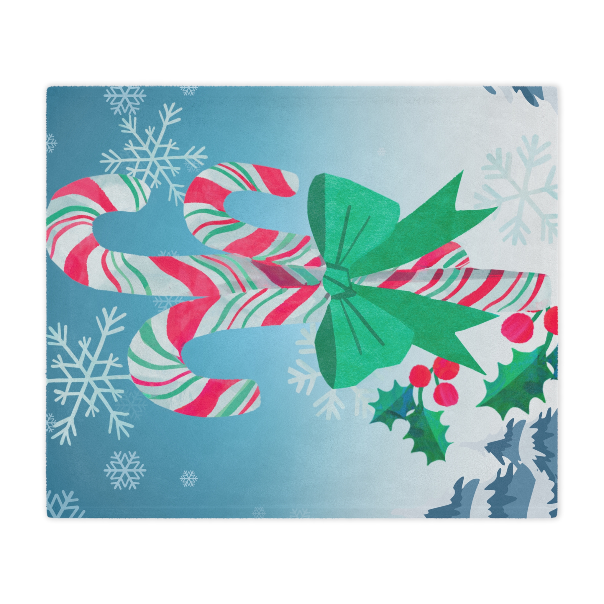 Festive Holiday Minky Blanket with Candy Canes and Snowflakes - Image 3