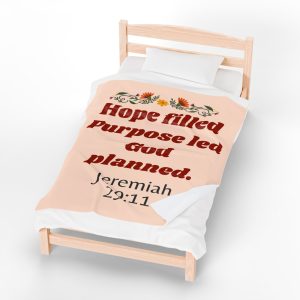 Inspirational Jeremiah 29:11 Velveteen Blanket Hope filled, Purpose led, God planned